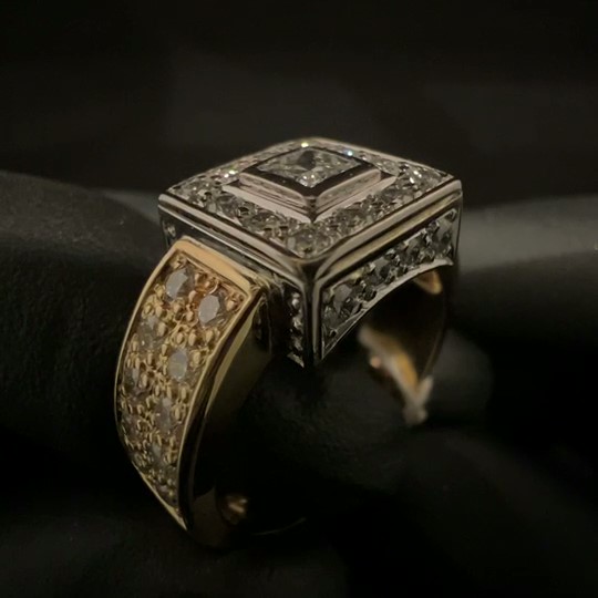 GDR-528 18 kt Exclusieve full diamond bi-color dames ring met 1.20 ct briljant